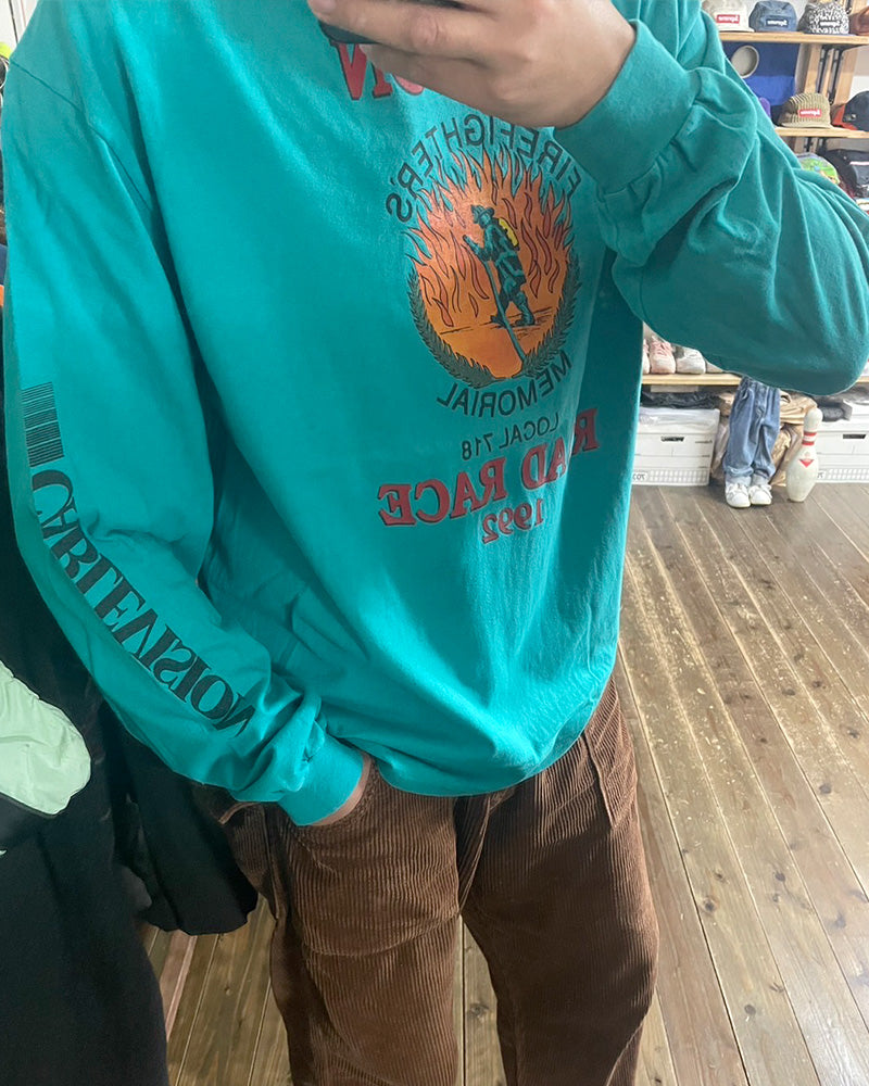 【Used】90s BOSTON ROAD RACE MADE IN USA XL エメラルドグリーン ロンT