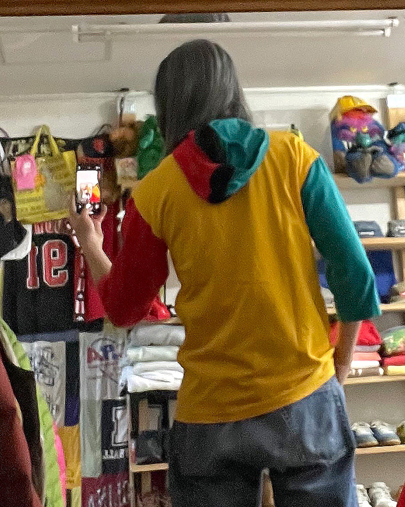 【Used】90s Rasta color ラスタカラー フードT 七分袖 MADE IN USA 紙タグ