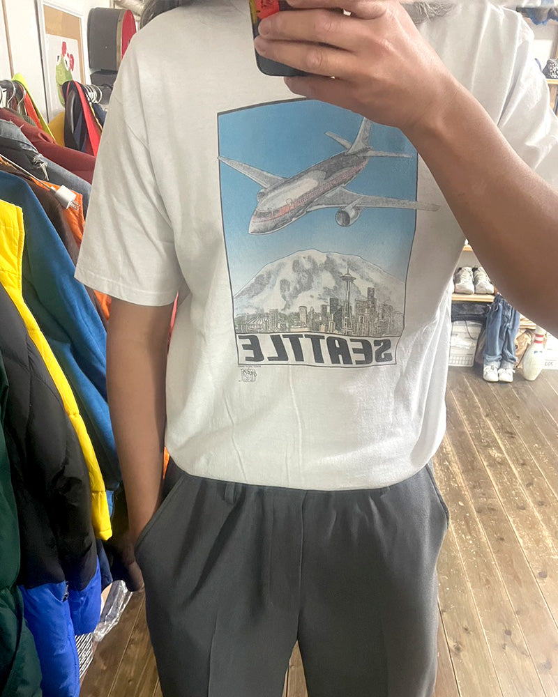 【Used】90s SEATTLE Tシャツ 飛行機プリント ONEITA XL MADE IN USA