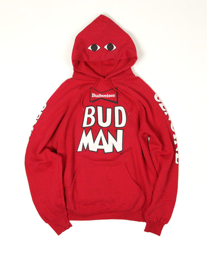 【Used】Budweiser バドワイザー BUDMAN バドマン スウェットパーカー 赤 レッド ビール キャラクター USA製 XL ヴィンテージ