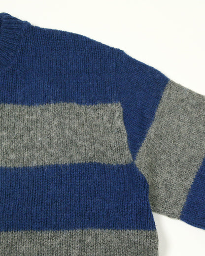 【Used】Border Shetland Sweater ボーダー シェットランド セーター ニット メンズ グレー×ネイビー L MADE IN USA