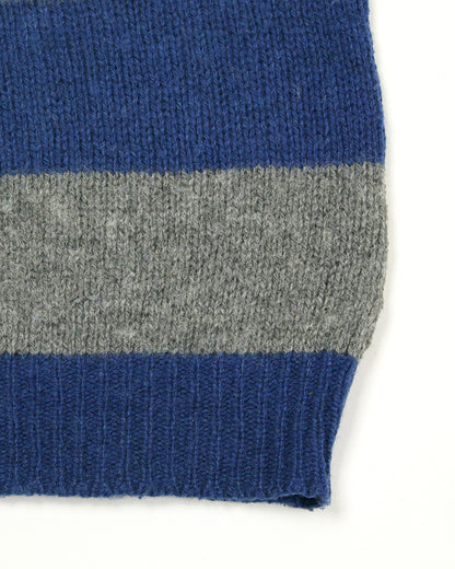 【Used】Border Shetland Sweater ボーダー シェットランド セーター ニット メンズ グレー×ネイビー L MADE IN USA