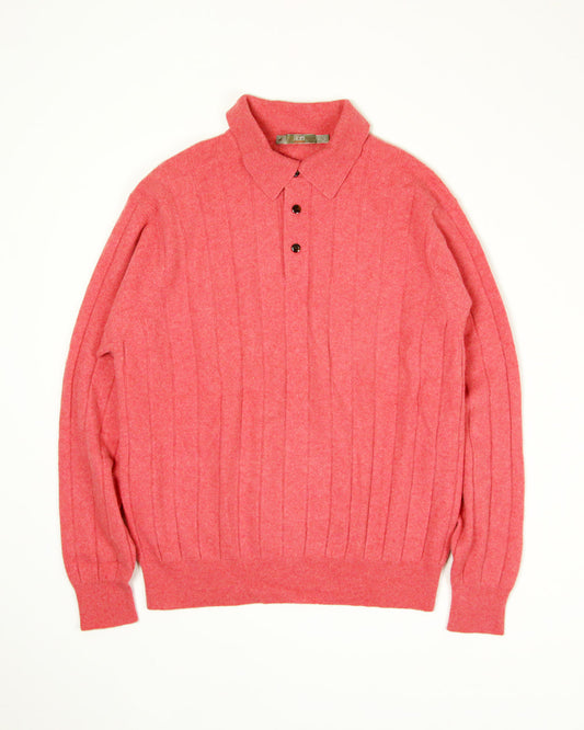 【Used】90'S RAFFI HI-GAUGE CASHMERE KNIT POLO SHIRTS カシミア ニット ポロシャツ メンズ ピンク XL