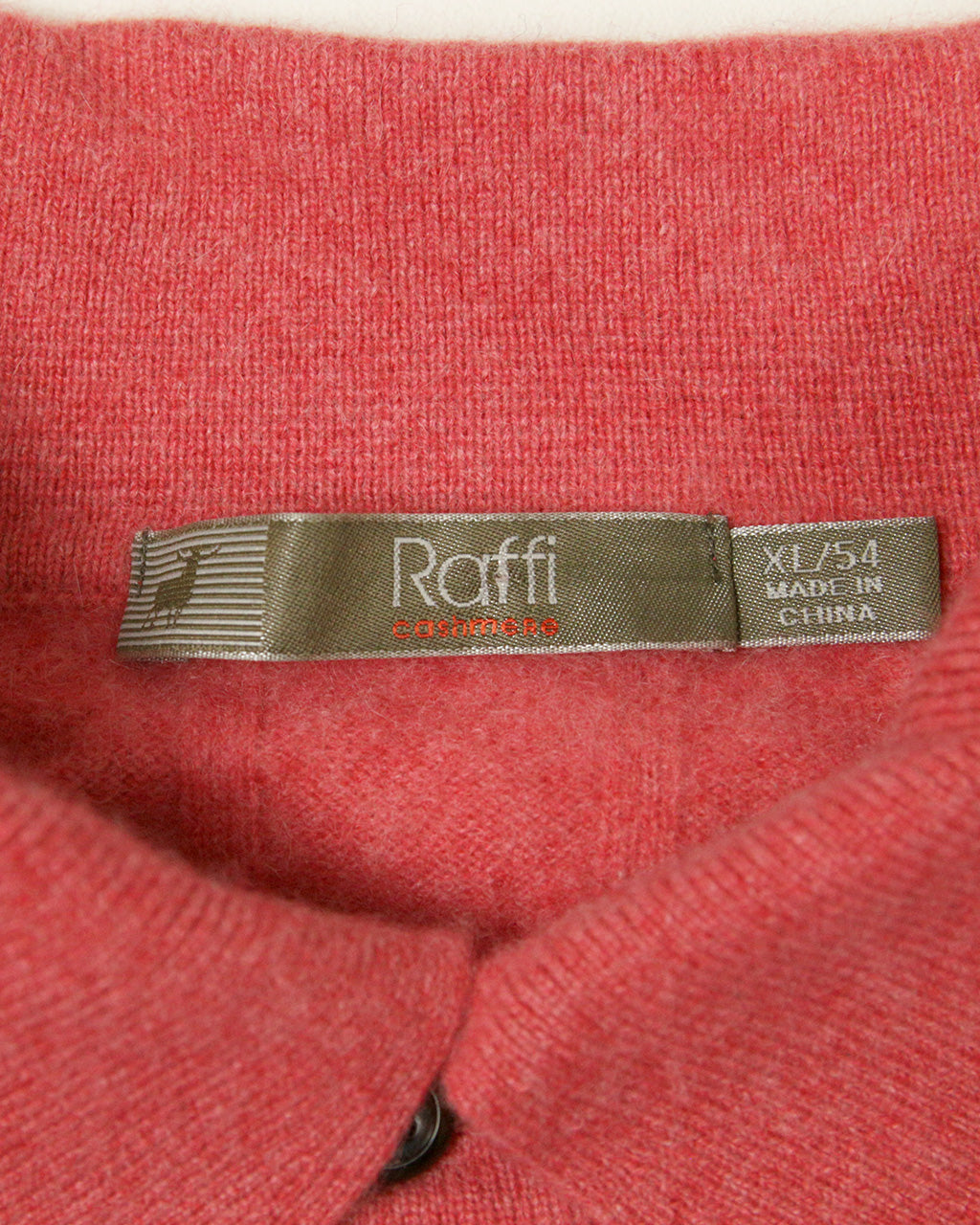 【Used】90'S RAFFI HI-GAUGE CASHMERE KNIT POLO SHIRTS カシミア ニット ポロシャツ メンズ ピンク XL