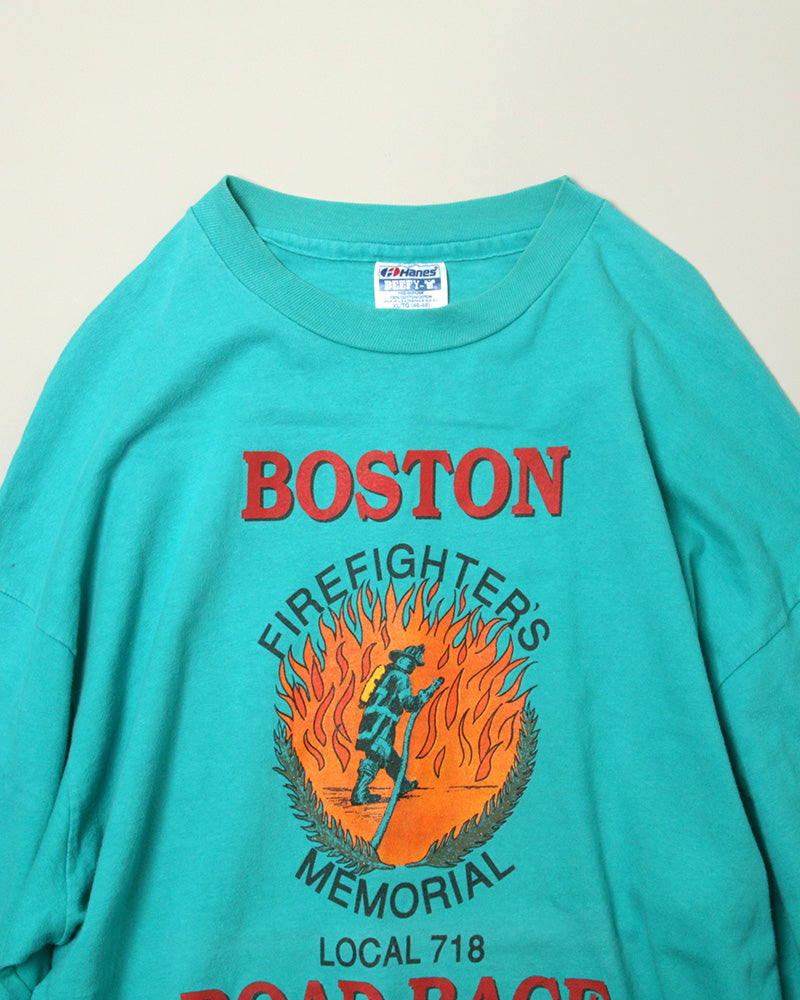 【Used】90s BOSTON ROAD RACE MADE IN USA  XL エメラルドグリーン  ロンT