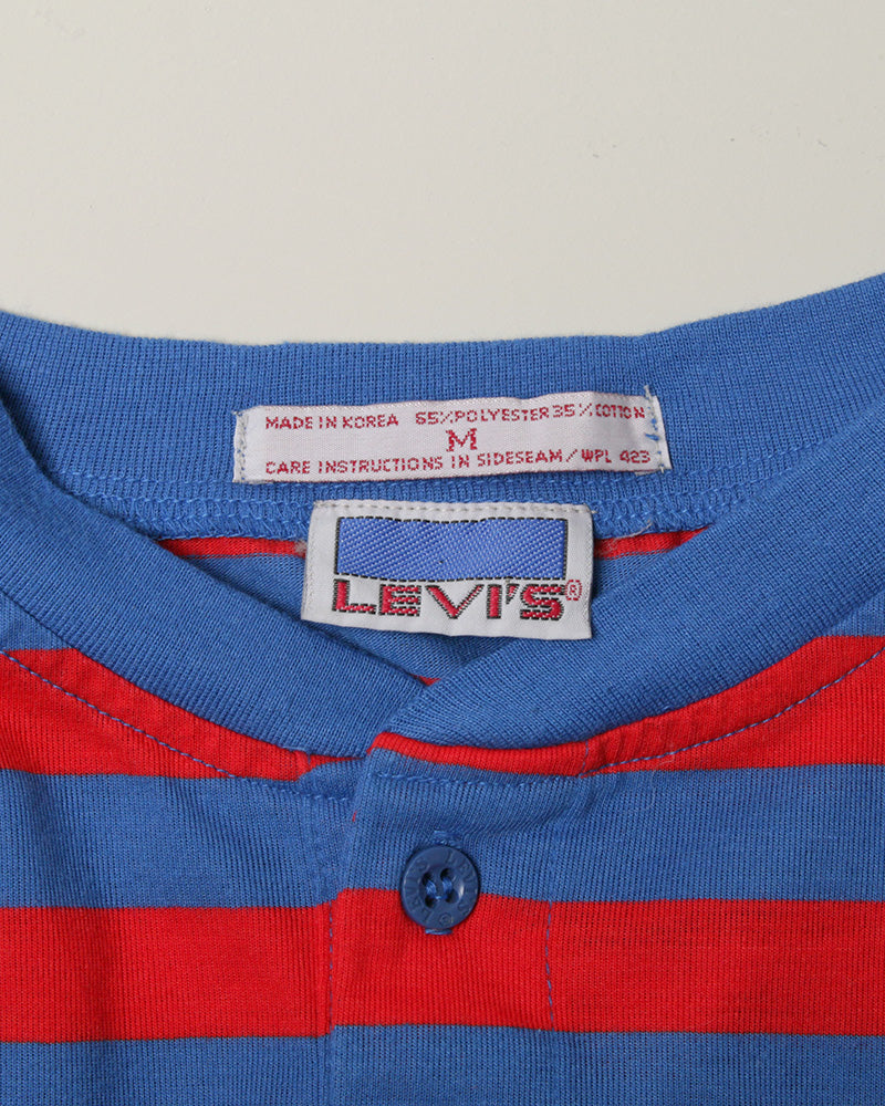 【Used】80s LEVI'S リーバイス ヘンリーネックT Red×Blue border ボーダー