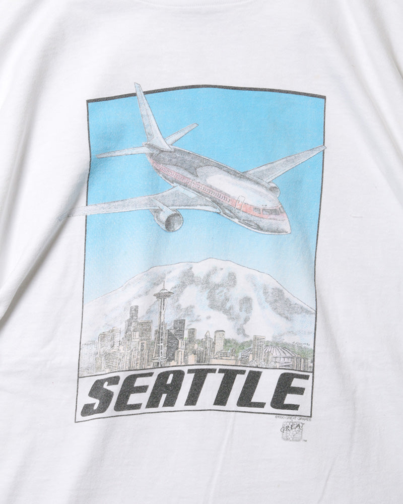 【Used】90s SEATTLE Tシャツ 飛行機プリント ONEITA XL MADE IN USA