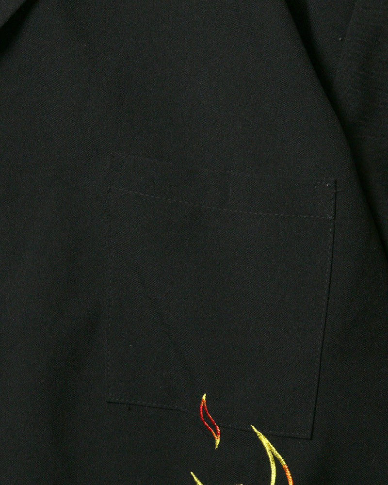 【Used】Johnny Suede ファイヤーパターン半袖シャツ XL程